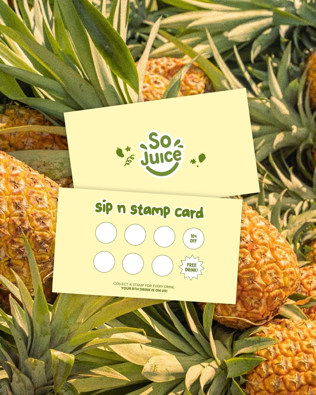 The SoJuice Sip n' Stamp loyalty card
